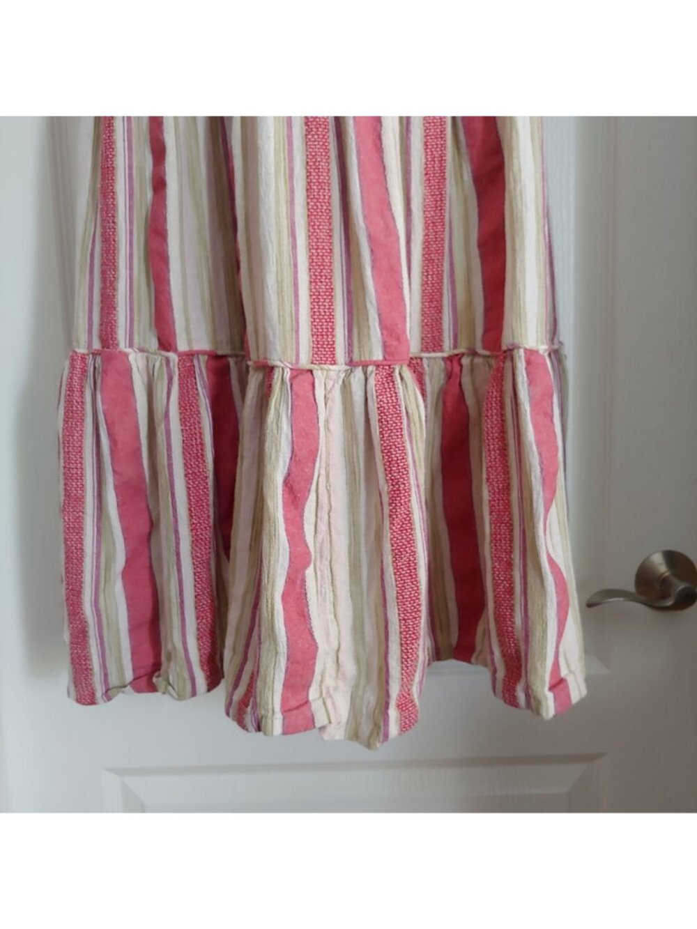 Faherty Lanai Tiered Stripe Tie Shoulder Cotton Blend Dress Layer Cottage M - Picture 12 of 12